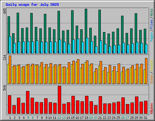 Daily usage for July 2025
