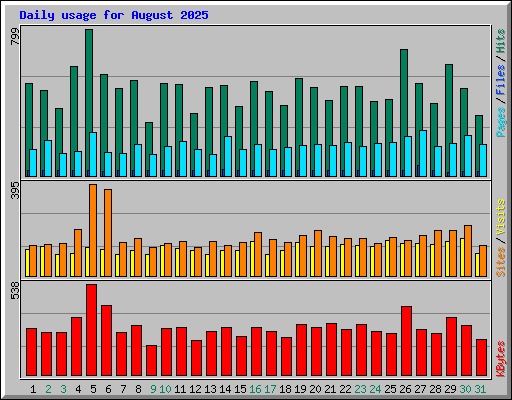 Daily usage for August 2025
